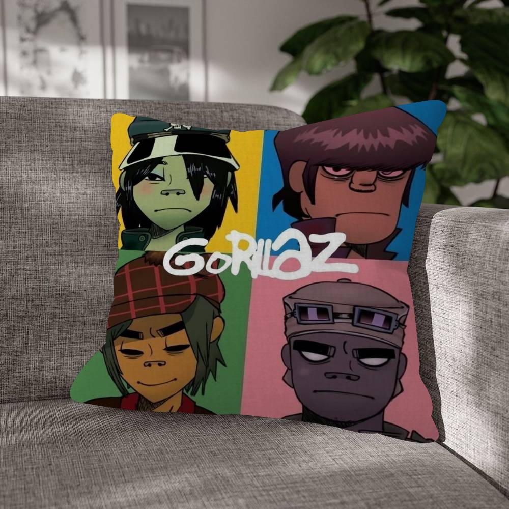 Виртуальная певица Gorillaz Группа Узор Подушки Наволочка Полиэстер Чехол для подушки Декоративная подушка Подушка для дивана Домашний Автомобильный Декор Дивана