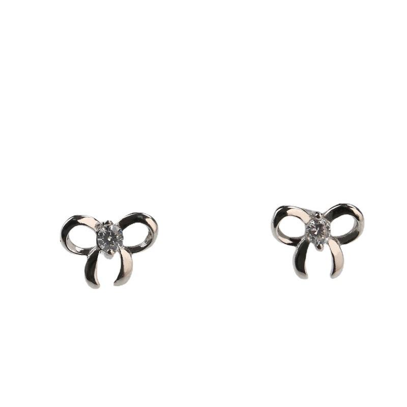 Sweet Bow Earrings Zircon Earrings  Small and Elegant  Simple Design  Girly Earrings