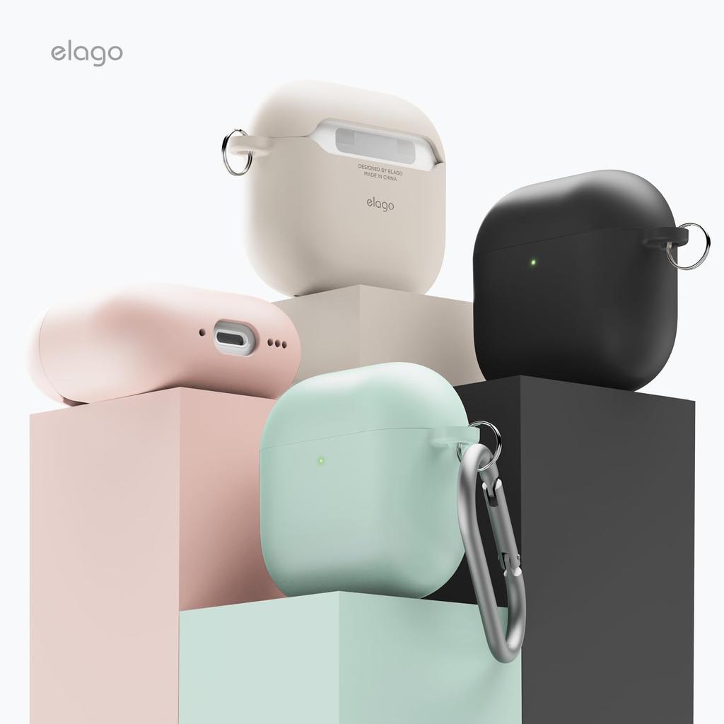 Совместимый чехол для AirPods 4, силиконовый гибридный чехол с карабином, противоударный, защита от падений, беспроводная зарядка, совместимый с MagSafe 4, 4-е поколение, LIQUID