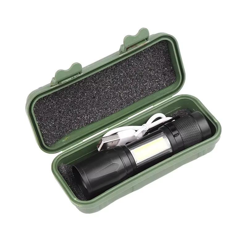 Мини светодиодный фонарик COB+XPE Портативный фонарь USB-зарядка Кемпинговый фонарь Масштабируемый фокусирующий свет Тактический фонарик с зажимом для ручки