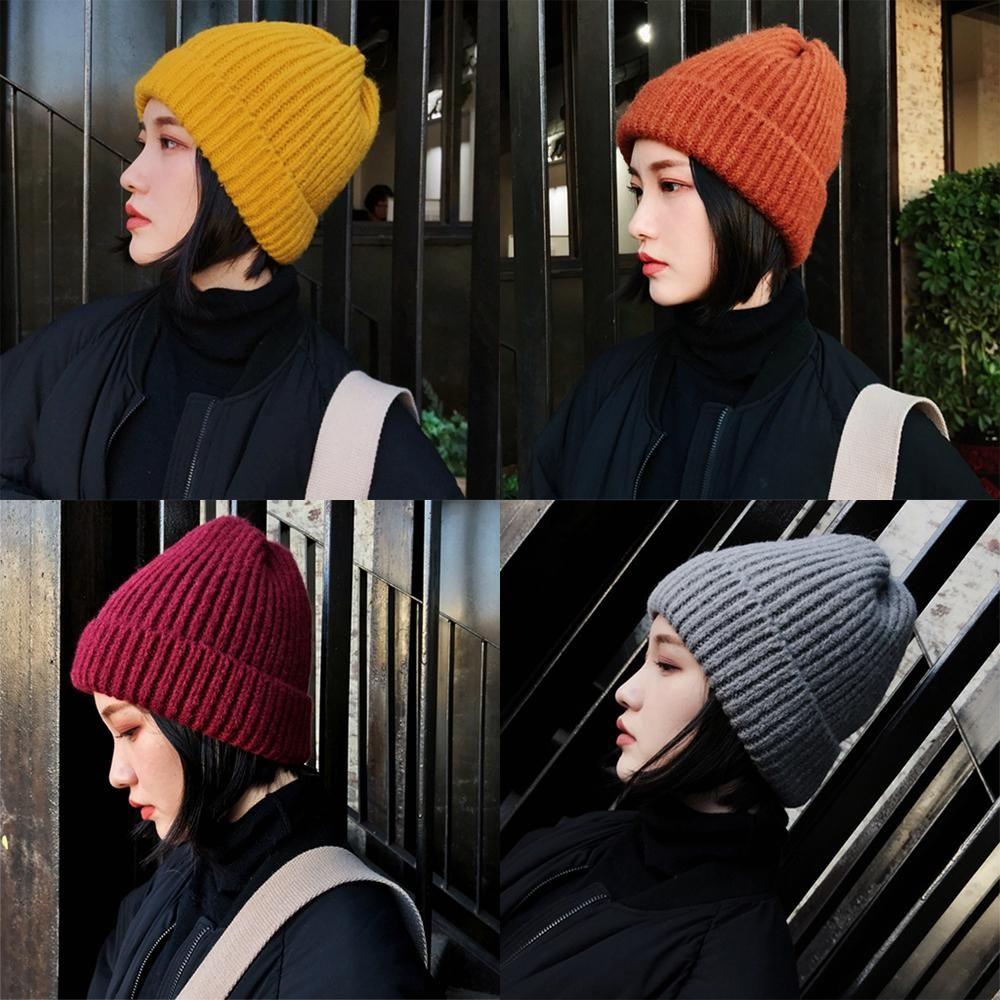 Новая модная повседневная шапка мягкая мешковатая шапка шерстяная вязаная шапка лыжная шапка кепка