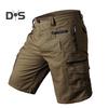 Men Cropped Pants with Multi-Pockets Design Mid-rise Button Zipper Fly Straight Leg Solid Color Cargo Shorts
