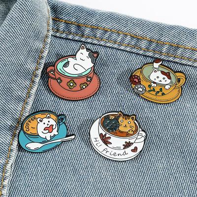 Кошка Кофейная булавка ювелирная брошь рюкзак водяная баня ювелирные изделия сплав брошь
