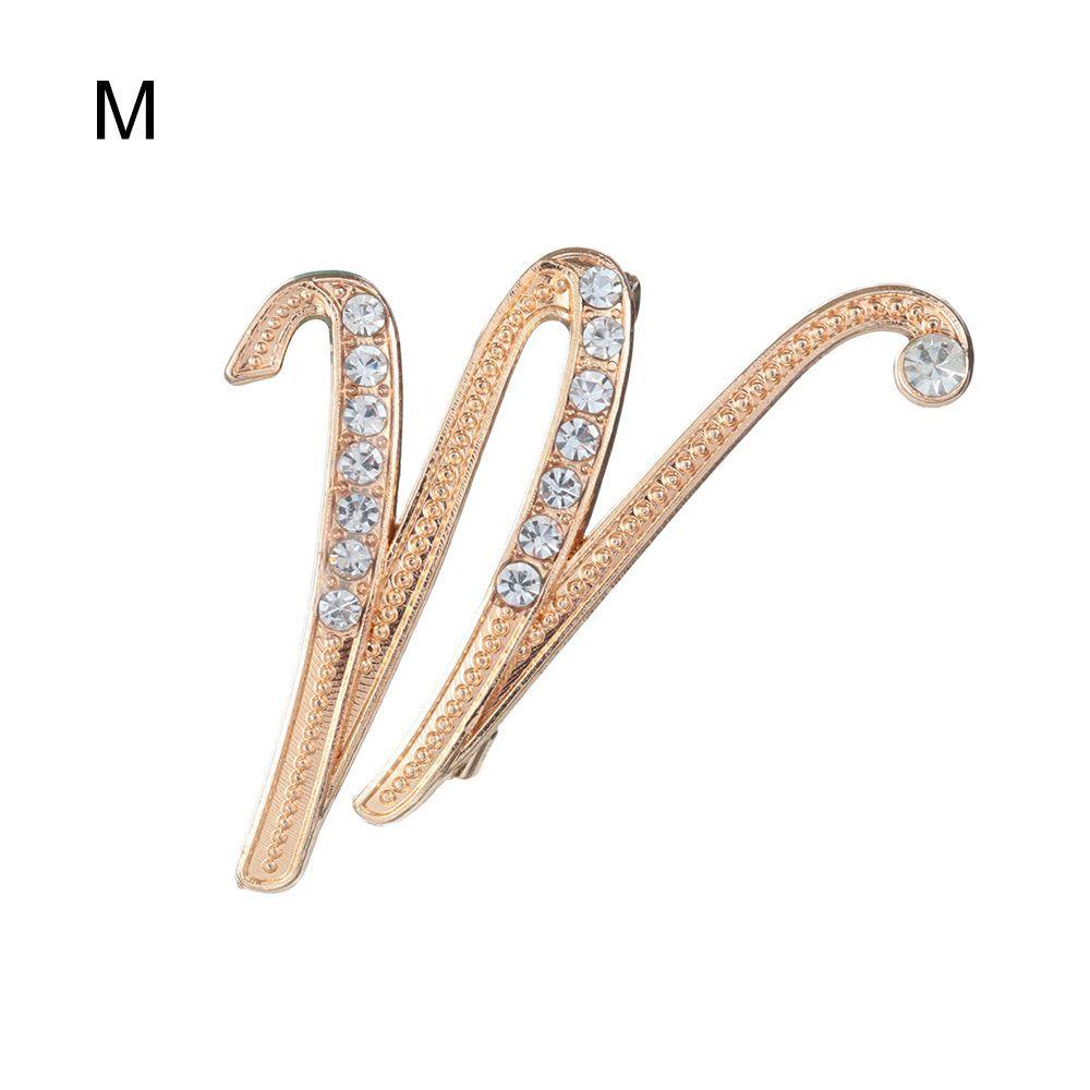 Suit Collar Accessories 26 English Letters Rhinestone Clip Initial Lapel Pin Crystal Letter Brooch