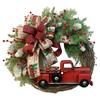 Рождественский венок с красным грузовиком и бантом из ягод ротанга, многоразовый праздник, в помещении, на открытом воздухе, окно, передняя дверь, подвесное искусственное украшение гирлянды
