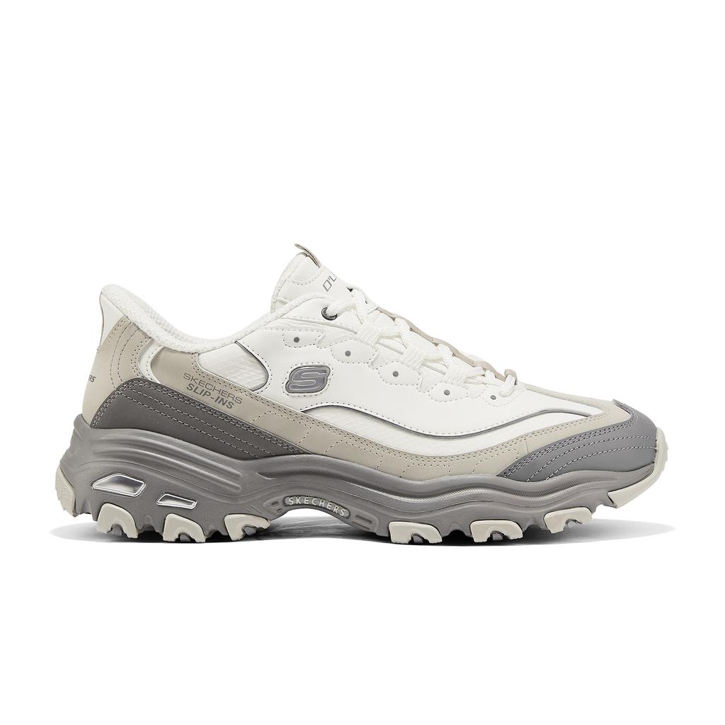 Skechers DLites Сетчатые Слипоны из Синтетической Кожи Толстая Подошва Удобные Амортизирующие Дышащие Увеличивающие Рост Низкие Папины Кроссовки 232668-GRY