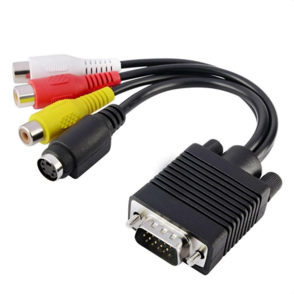 Audio Video Home VGA to AV 3 RCA SVGA Adapter Cable Converter VGA TO S-Video
