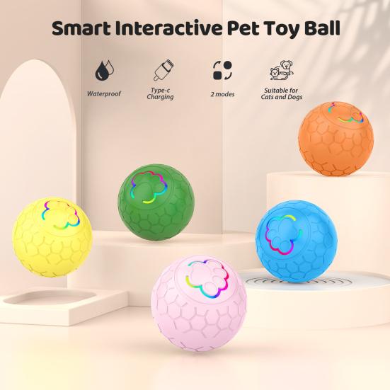 Интерактивный мяч для домашних животных, автоматический катящийся умный мяч, игрушка для собак, электрический прыгающий мяч со светодиодной подсветкой для маленьких/средних собак и кошек