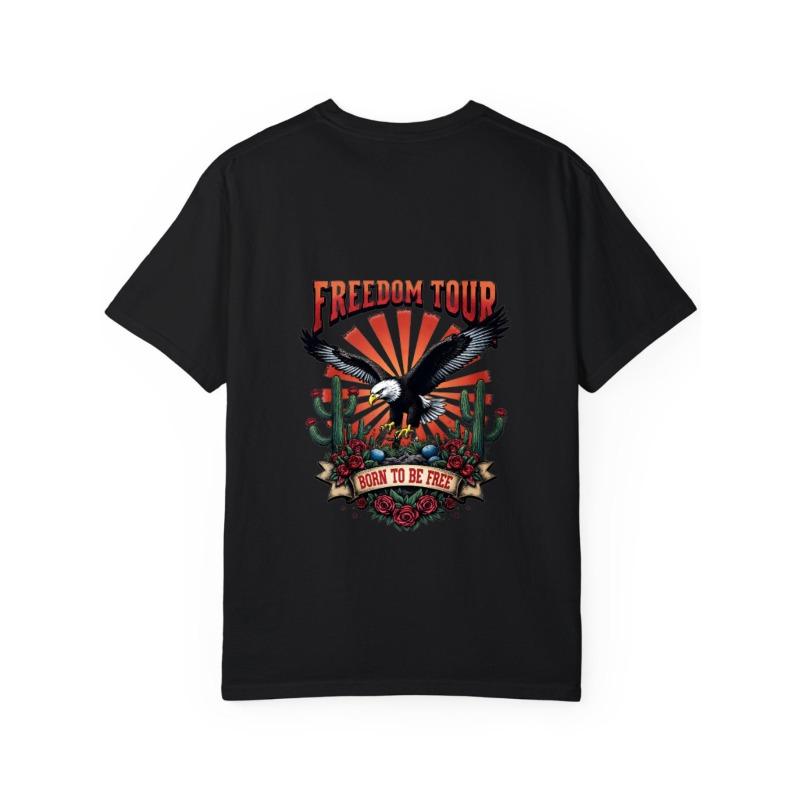 Футболка Freedom Tour с принтом белого орла, кактуса и роз, надписью Born To Be Free, графическая футболка для повседневных образов и мероприятий на открытом воздухе