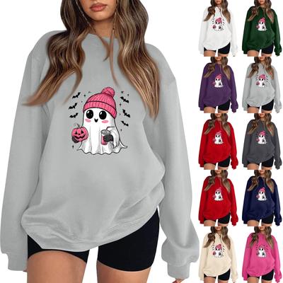 Женская модная повседневная толстовка с капюшоном с длинным рукавом и принтом Хэллоуина