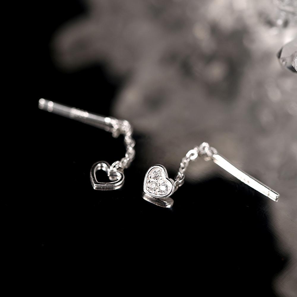 Асимметричные серьги Love Earline Flash Diamond в форме сердца с длинной бахромой в виде цепочки в корейском стиле