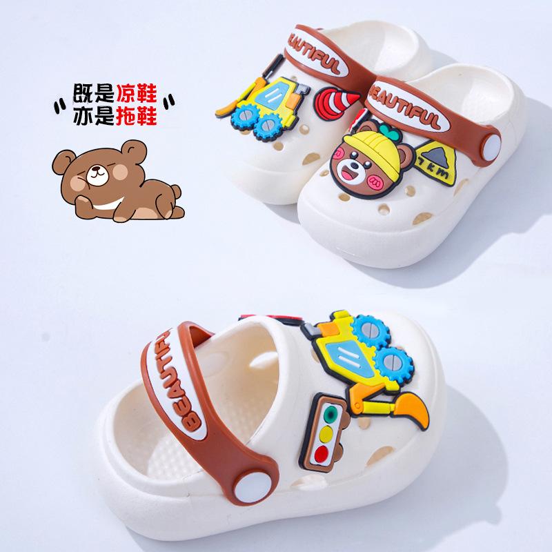 New children's slippers for boys, cute soft-soled indoor home shoes for babies, summer closed-toe anti-slip clogs for girls
