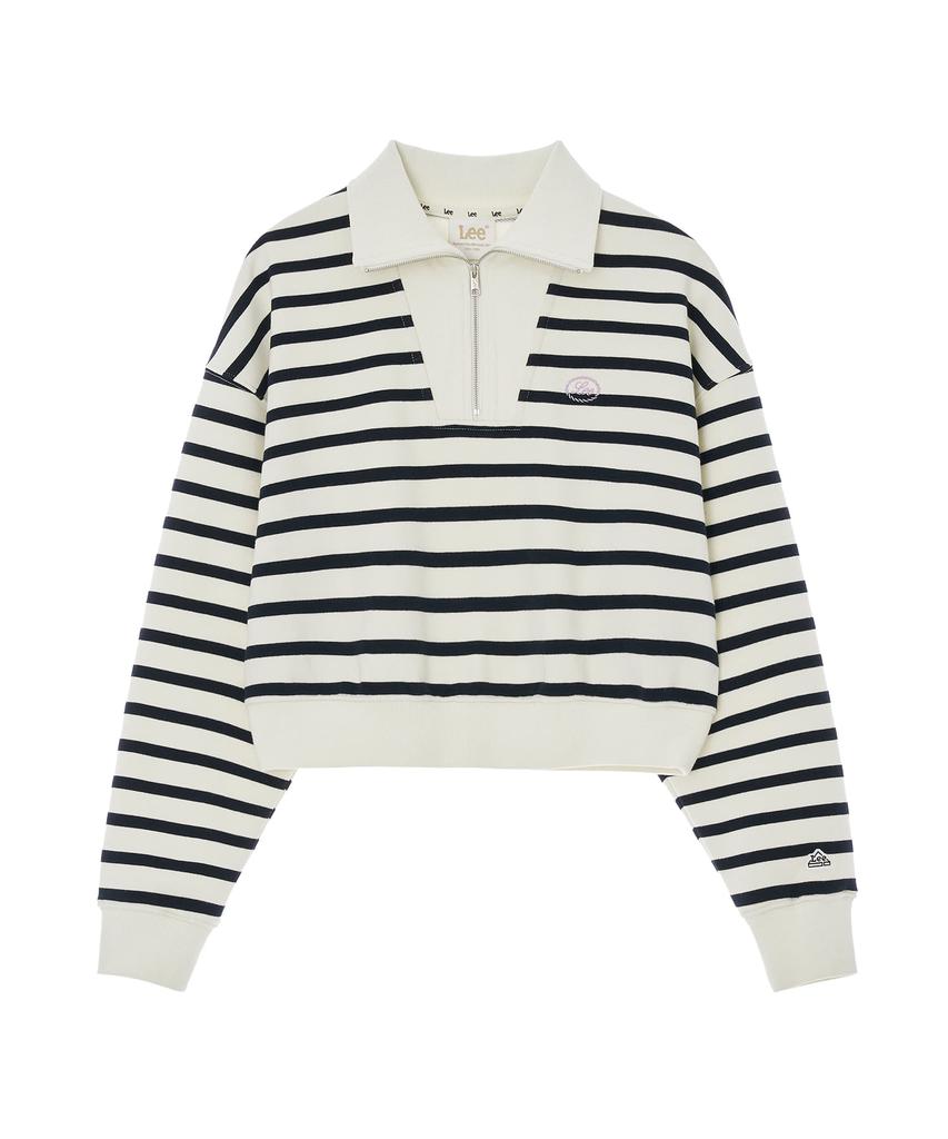 LEE Women'S Half Zip Crop Sweatshirt Ivory