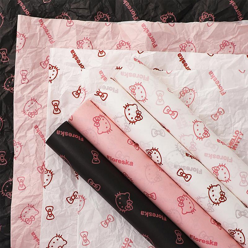 Бумажная упаковка Hello Kitty Букет цветов Упаковочная бумага Лента-лента Цветочная декоративная лента Упаковка подарков Бумажные аксессуары