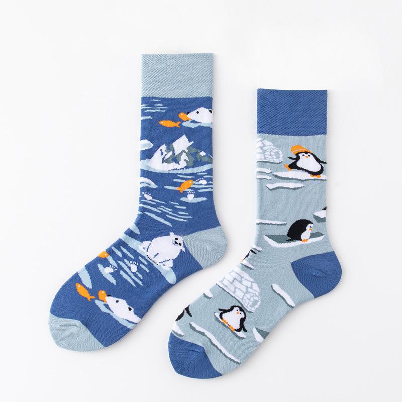 REMOULD Women Fashion Designer Mismatching AB Socks High Quality for Girls Art Crazy Socks With Print Pattern Fancy Cool