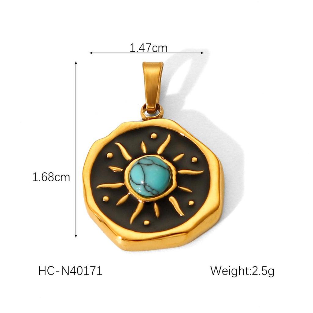 European American Style Light Luxury Natural Stone Titanium Steel Pendant Jewelry Accessories