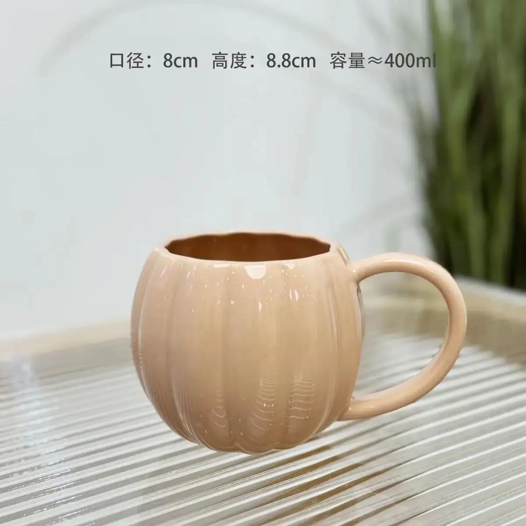 Halloween Ceramic Cup, Orange Pumpkin, Fresh Artistic Home Milk Mugs, Large Capacity Breakfast Couple Coffee Cups Office Water