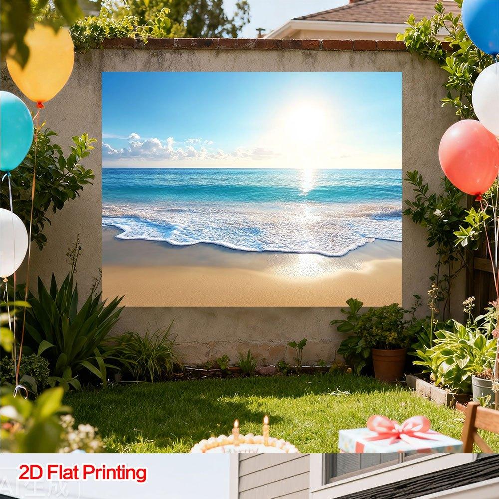 1 piece 2D flat-printed sunset beach scene photography background | Polyester fabric, suitable for home and garden use