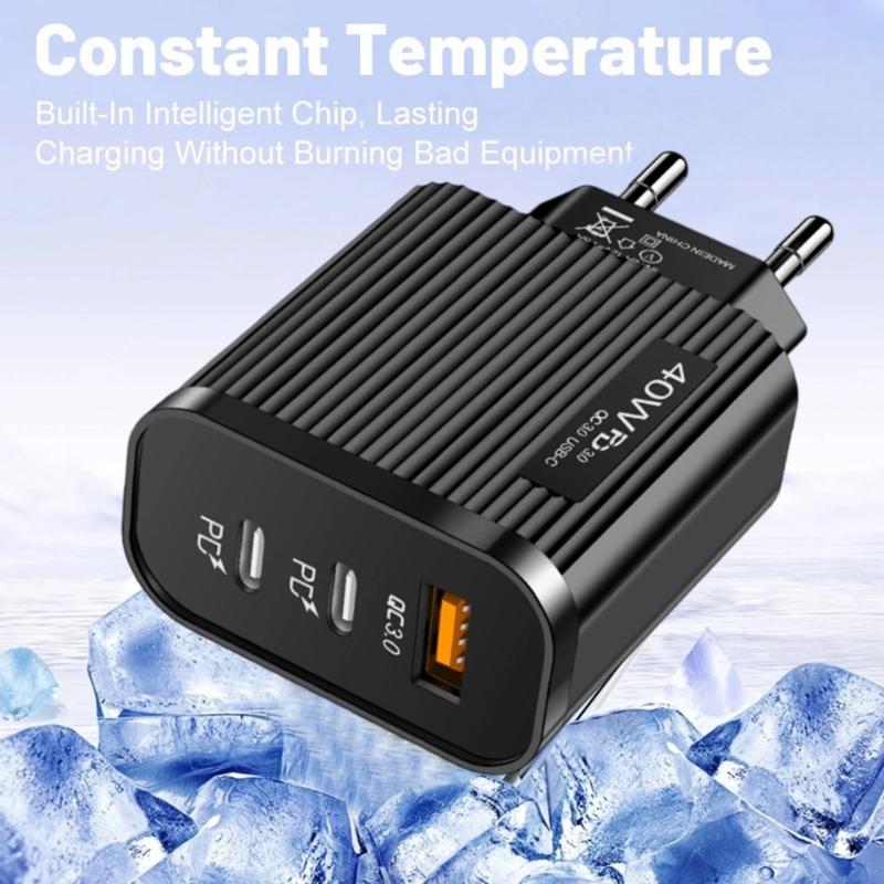 40 Вт Двойной PD и USB-порт Блок быстрой зарядки EU Plug Тип C USB Настенное зарядное устройство для телефона Планшета Быстрый адаптер питания