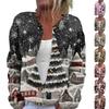 Women's Fashion Printed Long Sleeve Knitted Cardigan Button Down Jacket