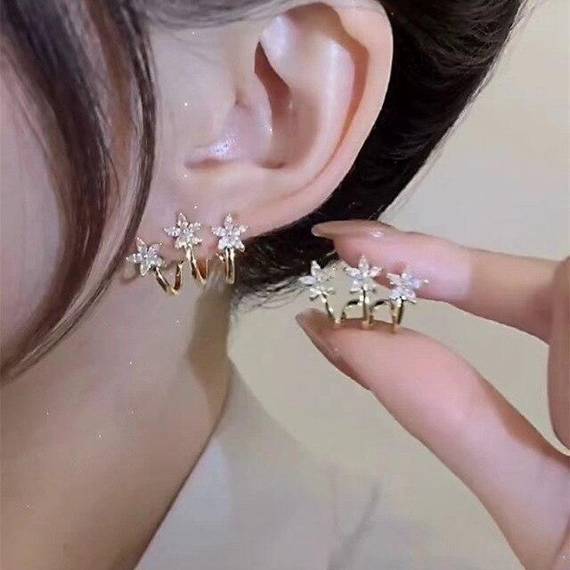 2022 Four Leaf Clover Earrings For Women Gold Silver Plated Hoops Earrings Trend Stainless Steel Female Eardrop Gift Jewelry