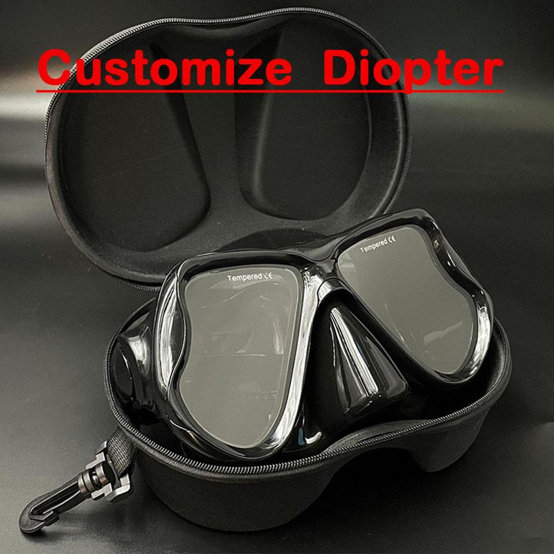 Индивидуальная оптическая корректирующая маска для дайвинга для взрослых с близорукостью, стеклянная линза, маска для плавания с диоптриями от -1,5 до -5,0, упаковка в черной коробке