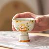 Plant Ash High-Footed Teacup Ceramic Household Cute Rich Dog Girls Hospitality Master Cup Single Cup Tea Kung Fu Tea Set