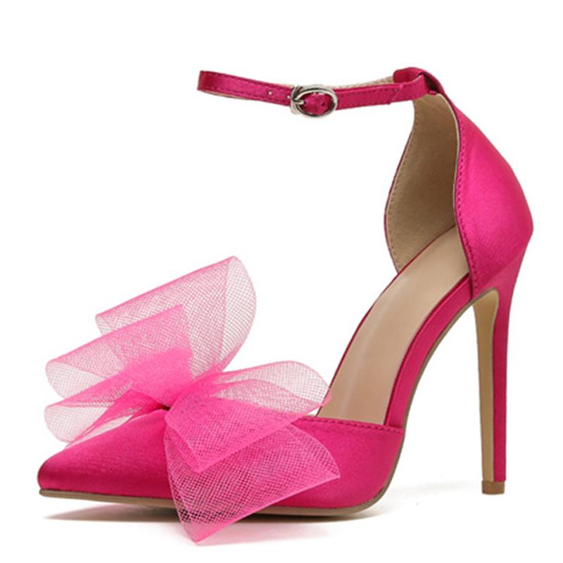 Liyke Новые женские туфли-лодочки с острым носком и ремешком с пряжкой, модные летние туфли на шпильке, атласные, с бантом, для вечеринок и выпускных