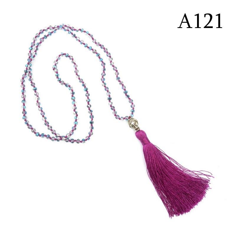 Привет кристалл из бисера голова Будды кулон с кисточками длинное ожерелье в стиле бохо