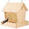 Rainproof Wooden Bird Feeder for Outdoors - Attracts Wild Birds, Automatic, Hanging for Balcony or Villa