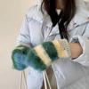 Plush Striped Knitted Hat Warm Wool Hat Comfortable Hat Gloves Set  Women