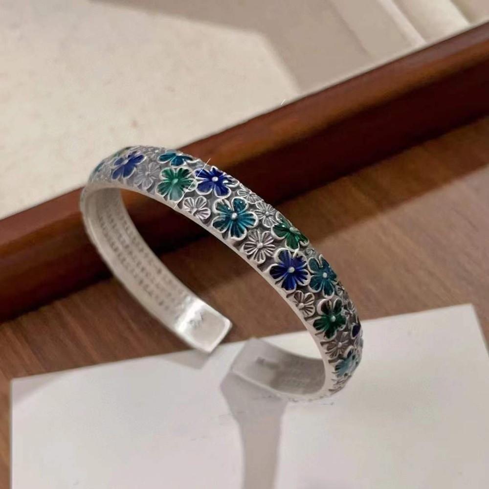 Traditional Women's Hand Bracelet Classic Chinese Cloisonne Bracelet Bohemian Cuff Bangle Gift