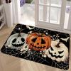 Halloween Pumpkin Decoration Carpet Black Pumpkins Spider Web Design Floor Mat Scary Spooky Decorative Front Door Mat Rugs