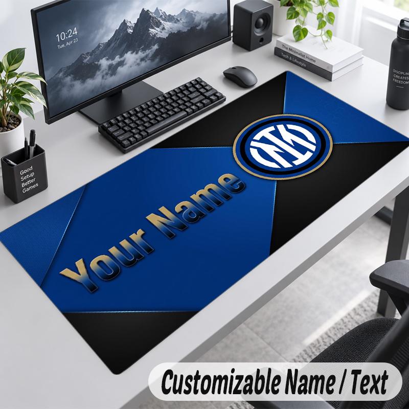 Custom Name Text Mouse Pad Inter Milan Personalized Desk Pad For Work And Gaming
