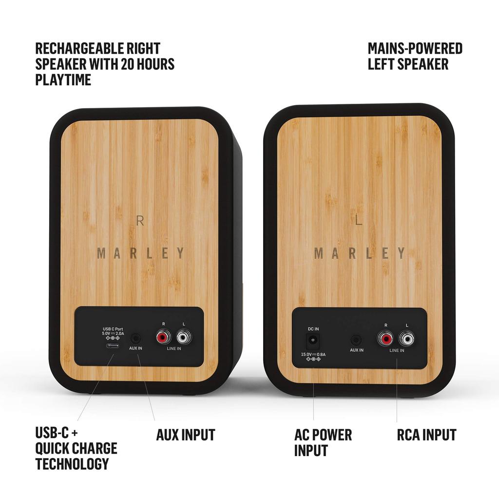 Беспроводная колонка книжной полки The House of Marley GET TOGETHER DUO 20 часов непрерывного воспроизведения Signature Black []