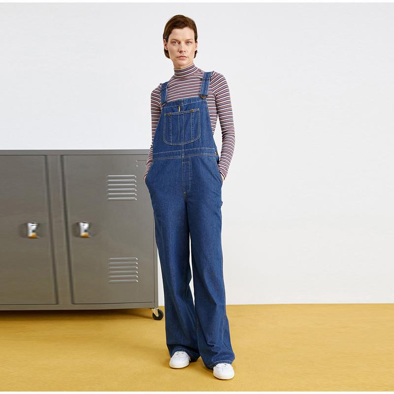 Женский джинсовый комбинезон 2025 Весна Осень Регулируемые лямки Карманный комбинезон Женский повседневный Широкие брюки Комбинезоны Ретро Уличная одежда