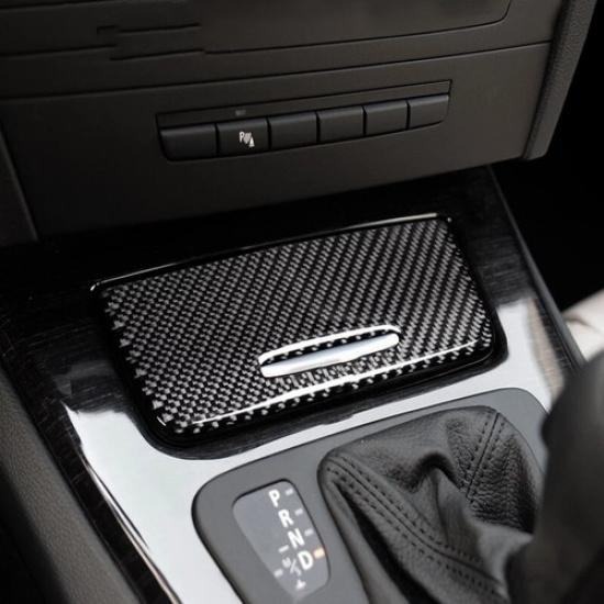 Auto Car Rubber Carbon Fiber Storage Box Panel cover decal For BMW E90 05-12