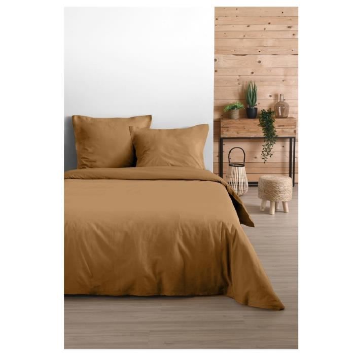 Housse de couette - Oeko-Tex - 200 x 200 cm - 100% Coton - Uni - Jaune Curry