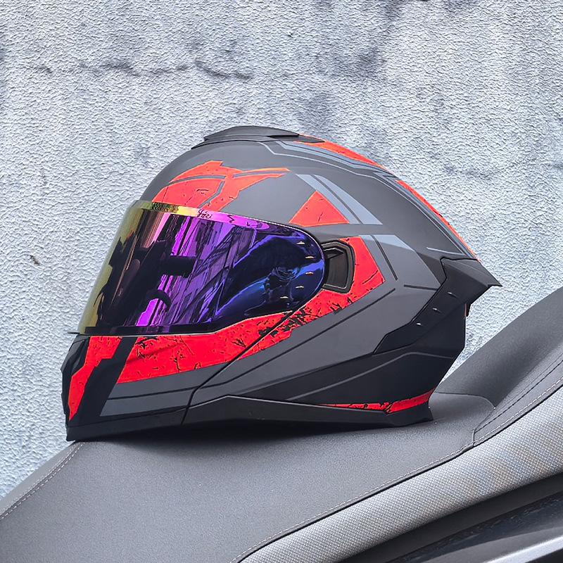 Motorcycle Helmet Men's and Women's Face-off Helmet Summer Locomotive Full Helmet Universal Safety In All Seasons