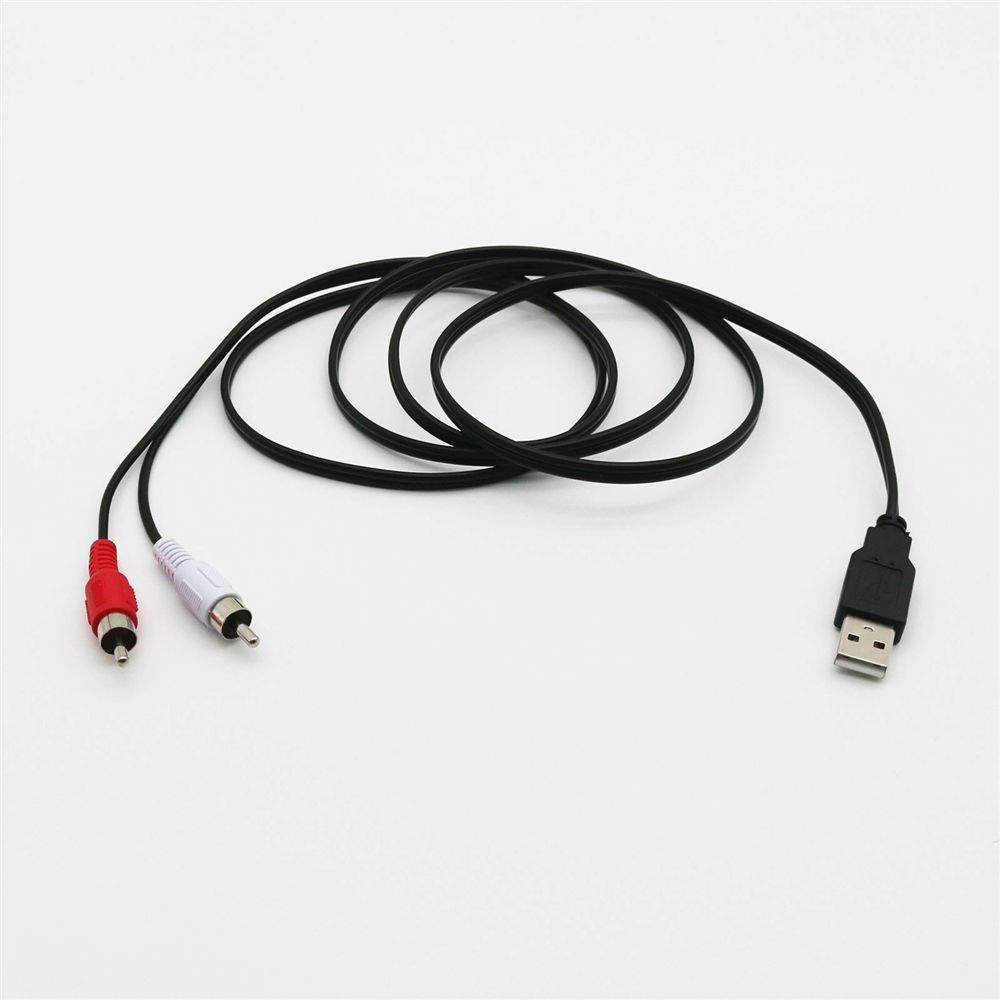 Black 2 RCA Cable Lead USB A Male USB To RCA Audio AV Cable Video Adapter Conversion Line