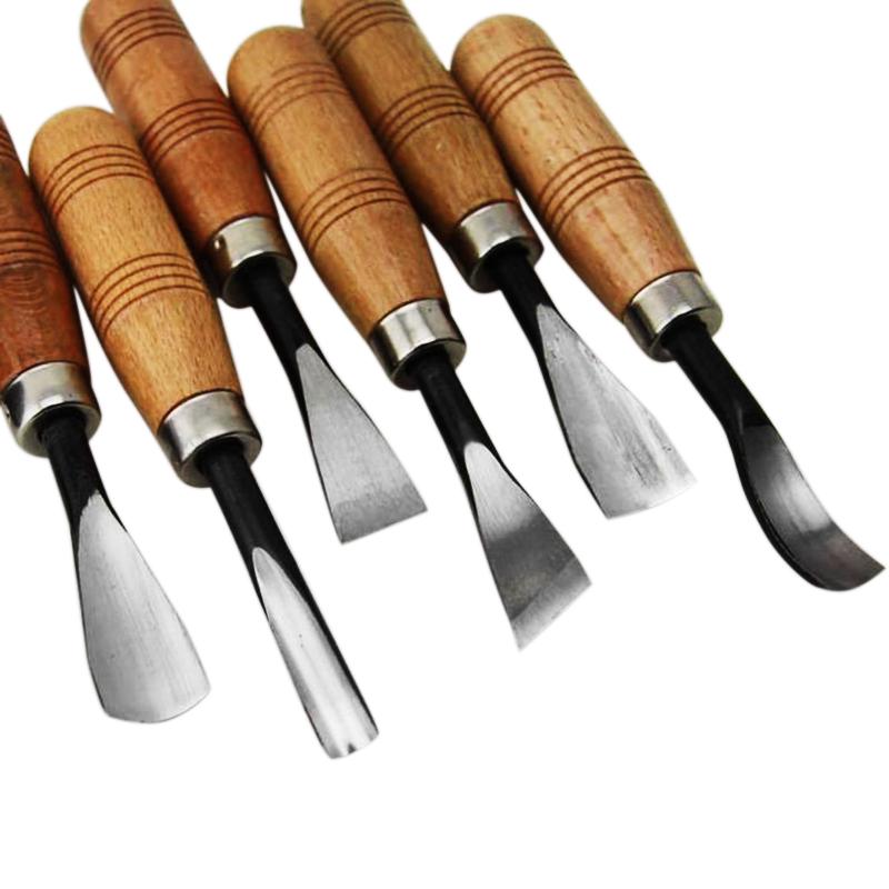 6pcs Woodworking Carving Hand Chisels Tools Professional Wood Lathe Gouges Set