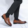 Summer Men's Business Dress, Soft Leather Floral, British Style Casual Block Men's Shoes with Pointed Toes and Soft Soles