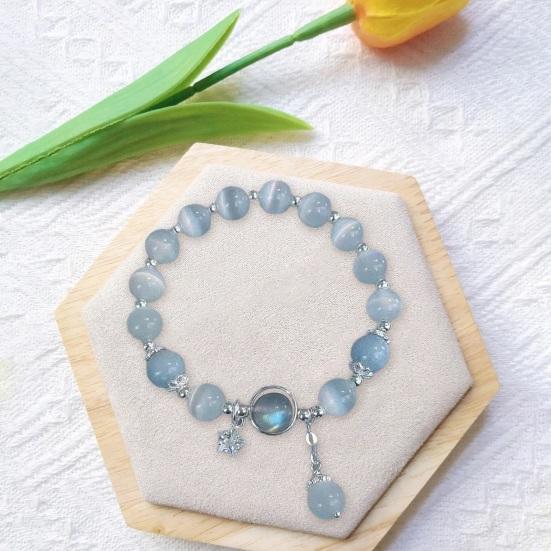 Женский браслет, стеклянные бусины, подвеска-колокольчик, гладкая эластичная веревка, регулируемый градиент, искусственный опал, женские наручные украшения, подарок на день рождения