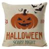 Halloween Pillow Cover Linen Pumpkin Text Sofa Cushion Cover Home Living Room Waist Cushion
