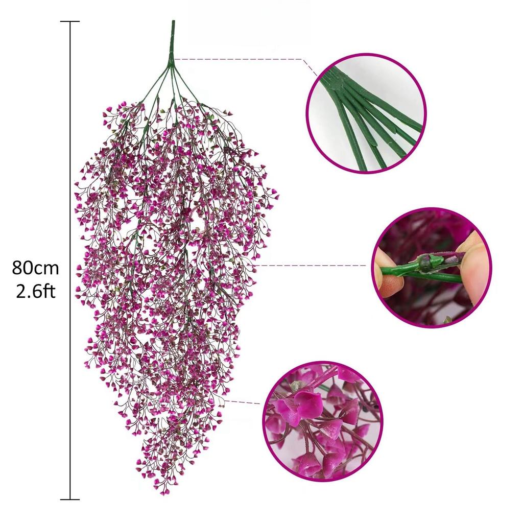 1 шт. Искусственные подвесные цветы глицинии - Устойчивые к УФ-излучению искусственные растения для дома, вечеринок - Универсальные украшения для помещений и улицы
