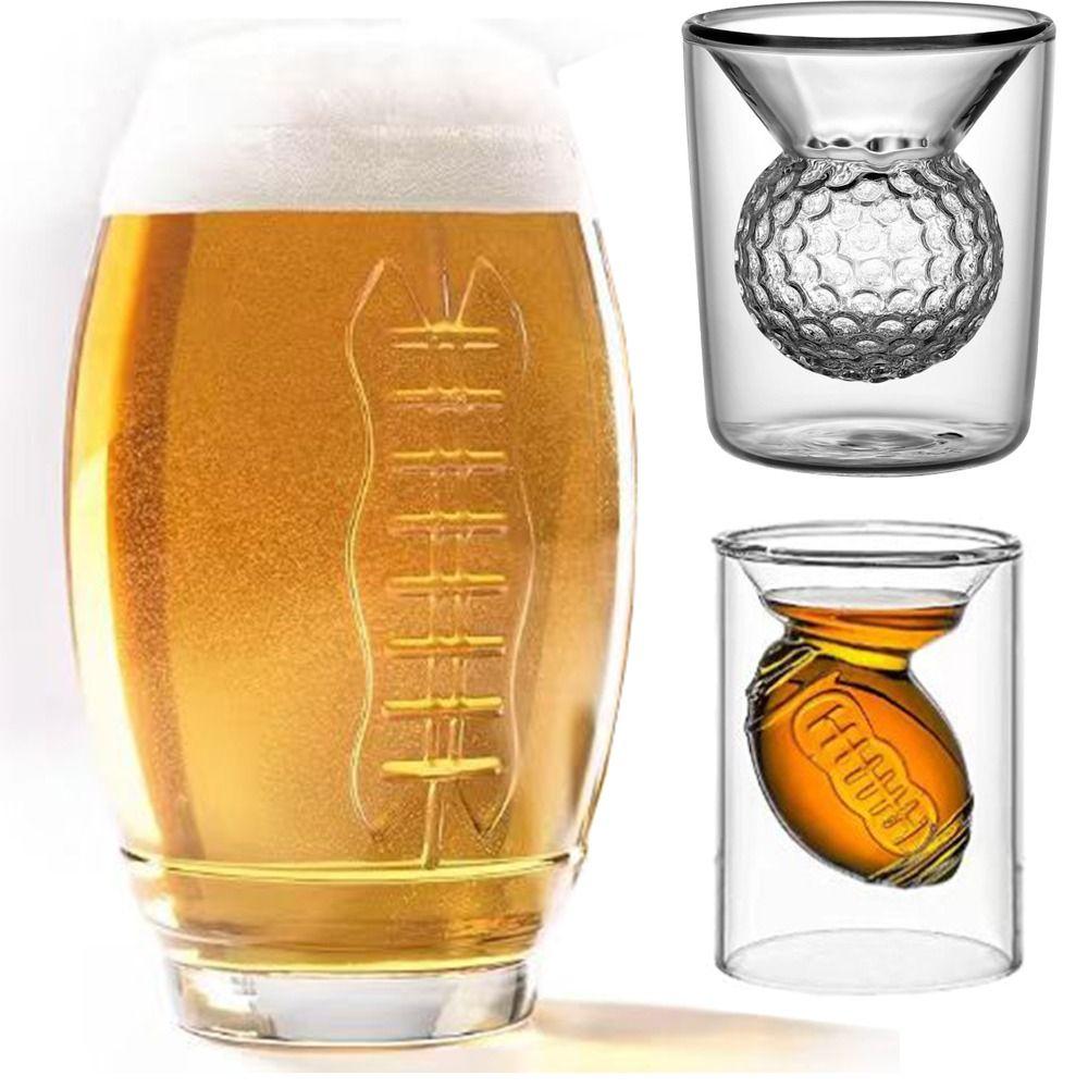 Креативная чашка из прозрачного стекла 3D формы мяча для регби/гольфа, стакан для виски/пива, мини-диспенсер для виски, для питья