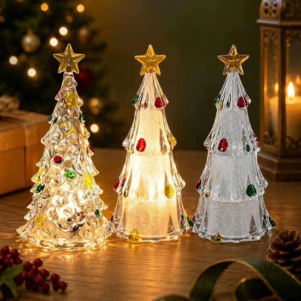 Glowing Christmas Tree Lamp Transparent Xms Eve Candle Lights Bedroom Decor