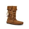 Cowhide~ Inner Heightening Boots, Retro Fringed Straps, Western Boots, Women's Genuine Leather Slim Boots, Foldable Stacked Boots