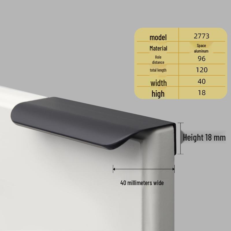 Oukali Curved Invisible Edge Aluminum Cabinet and Wardrobe Handle