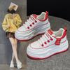 Platform White Shoes Women's Spring and Autumn Leather Muffin Small Student Sports and Leisure Shoes